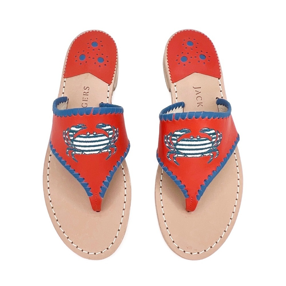 Jack Rogers Crab Embroidered Sandals Striped Crab Size 8